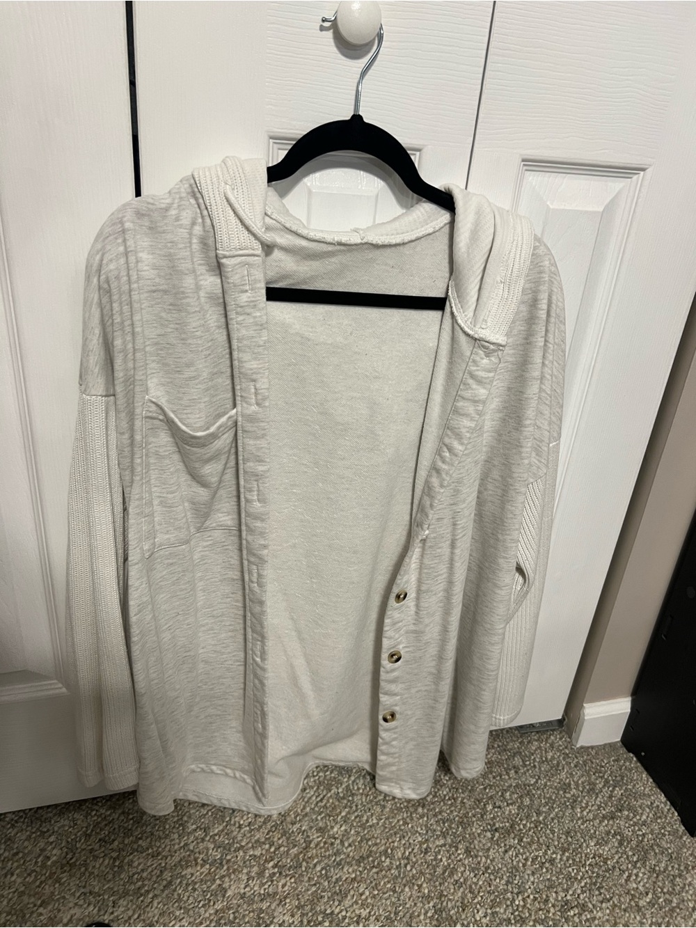 Lightweight Ivory Hooded Cardigan